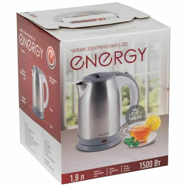 5. Чайник ENERGY Е-202 нерж, 1,8л, 1,5кВт, диск